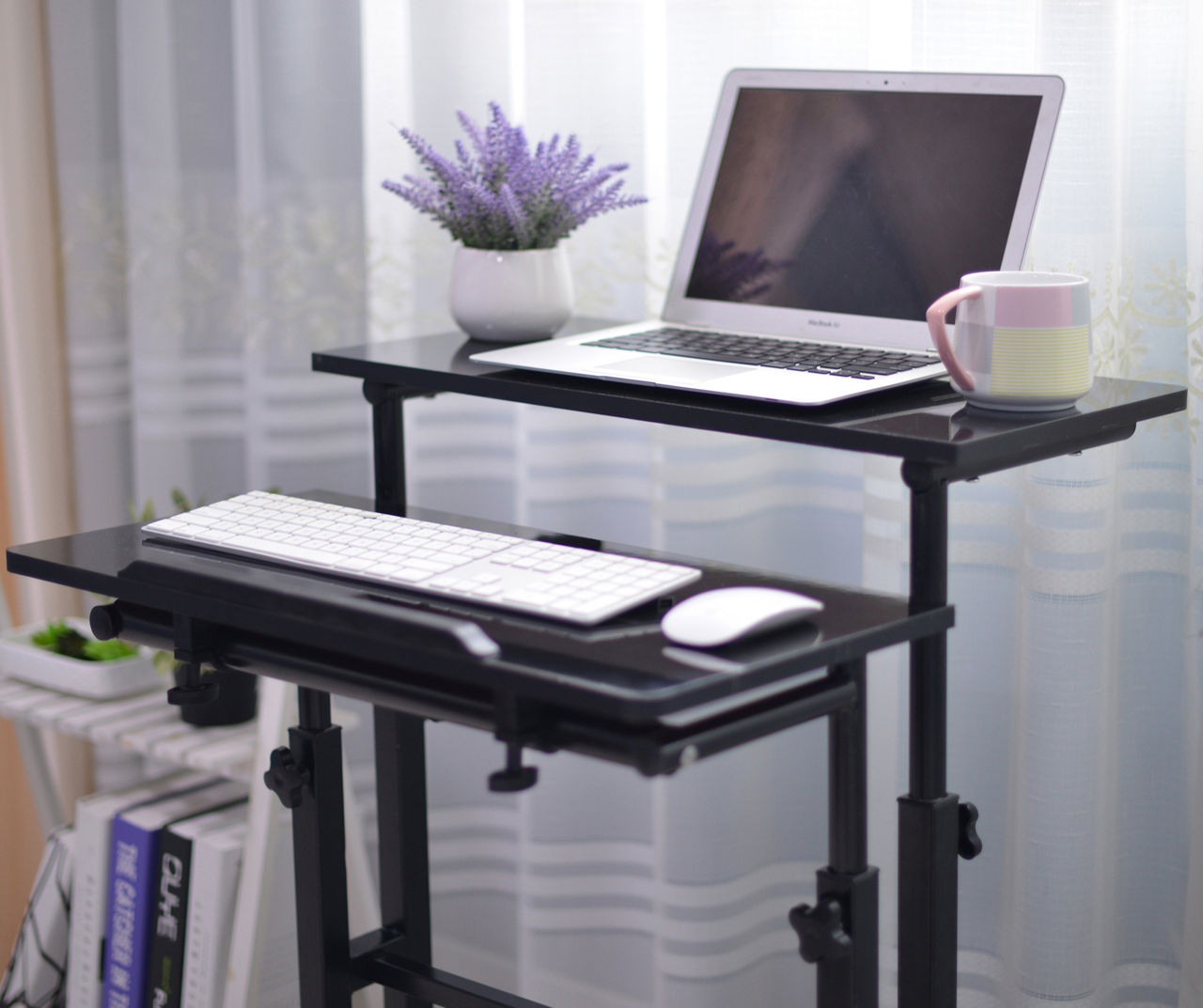 Stand Up Desk Store Rolling Adjustable Height Two Tier Standing