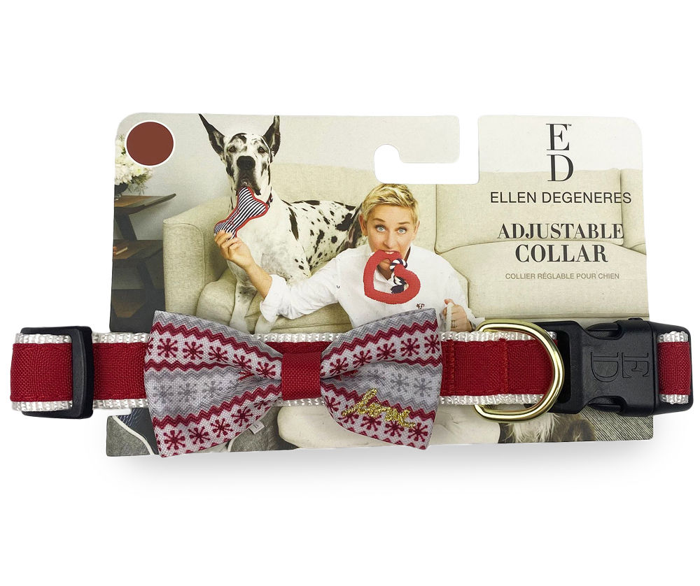 Pet Small "Love" Red & Gray Snowflakes Adjustable Bowtie Collar