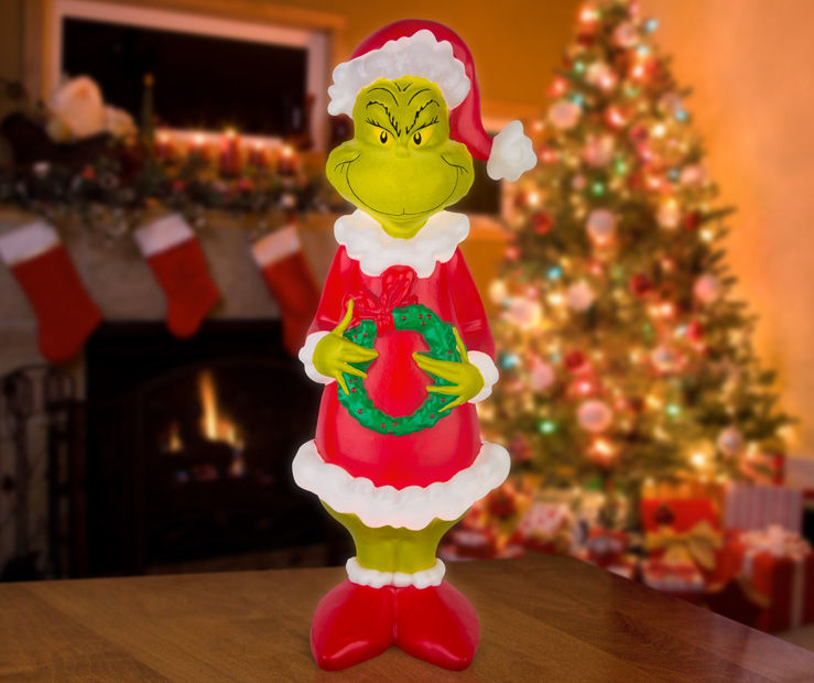Grinch 16.93-in Lighted Decoration Dr. Seuss The Grinch Wreath  Battery-operated Batteries Included Christmas Decor at