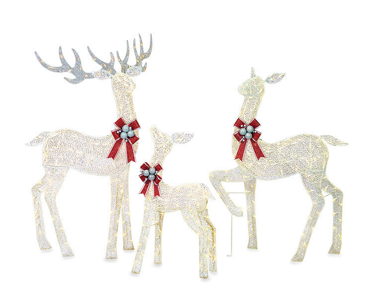 Winter Wonder Lane Deer Family 3-Piece LED Decor Set