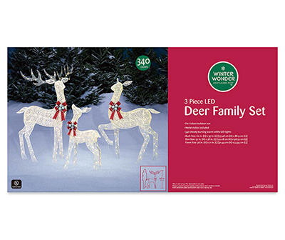 Deer Family 3-Piece LED Decor Set