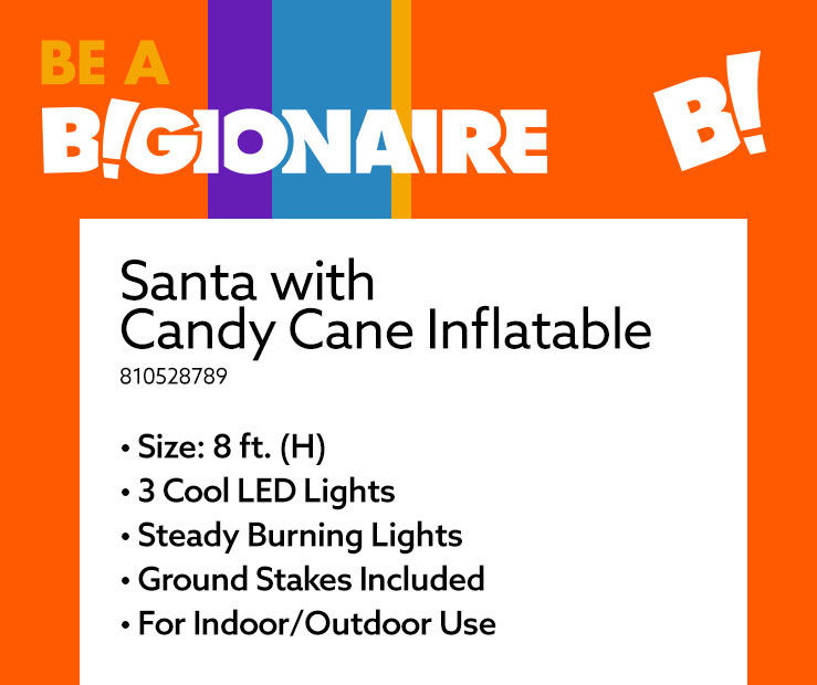 8' Inflatable LED Santa & Candy Cane