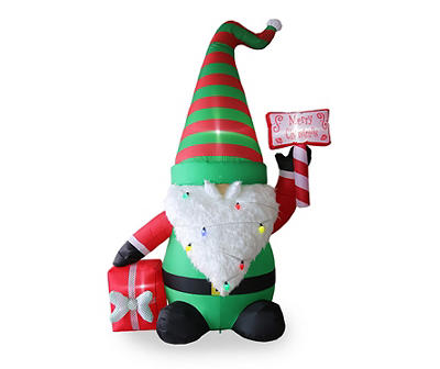 8' Inflatable LED Gnome, Gift & Sign