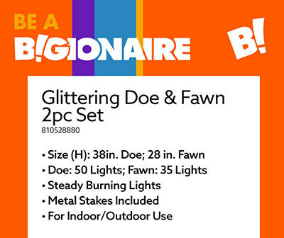 Glittering Doe & Fawn 2-Piece Light-Up Decor Set