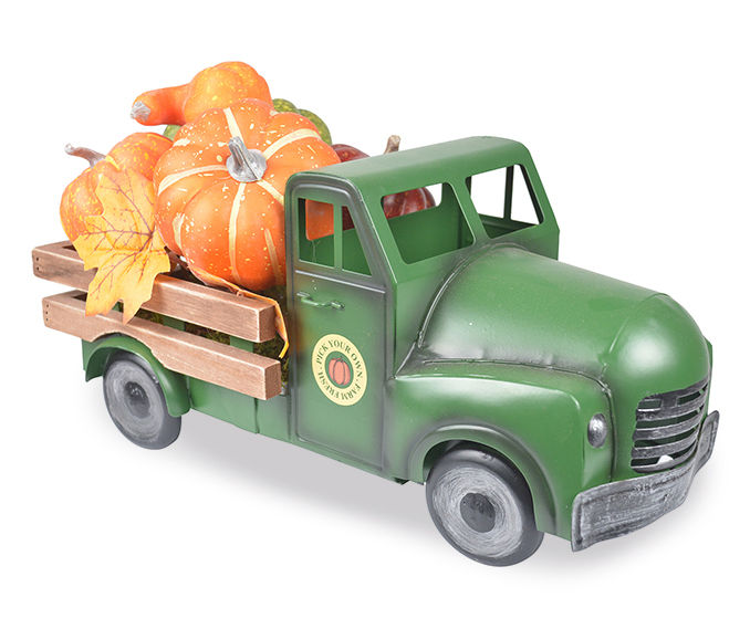 Green Retro Truck with Pumpkin Tabletop Decor | Big Lots