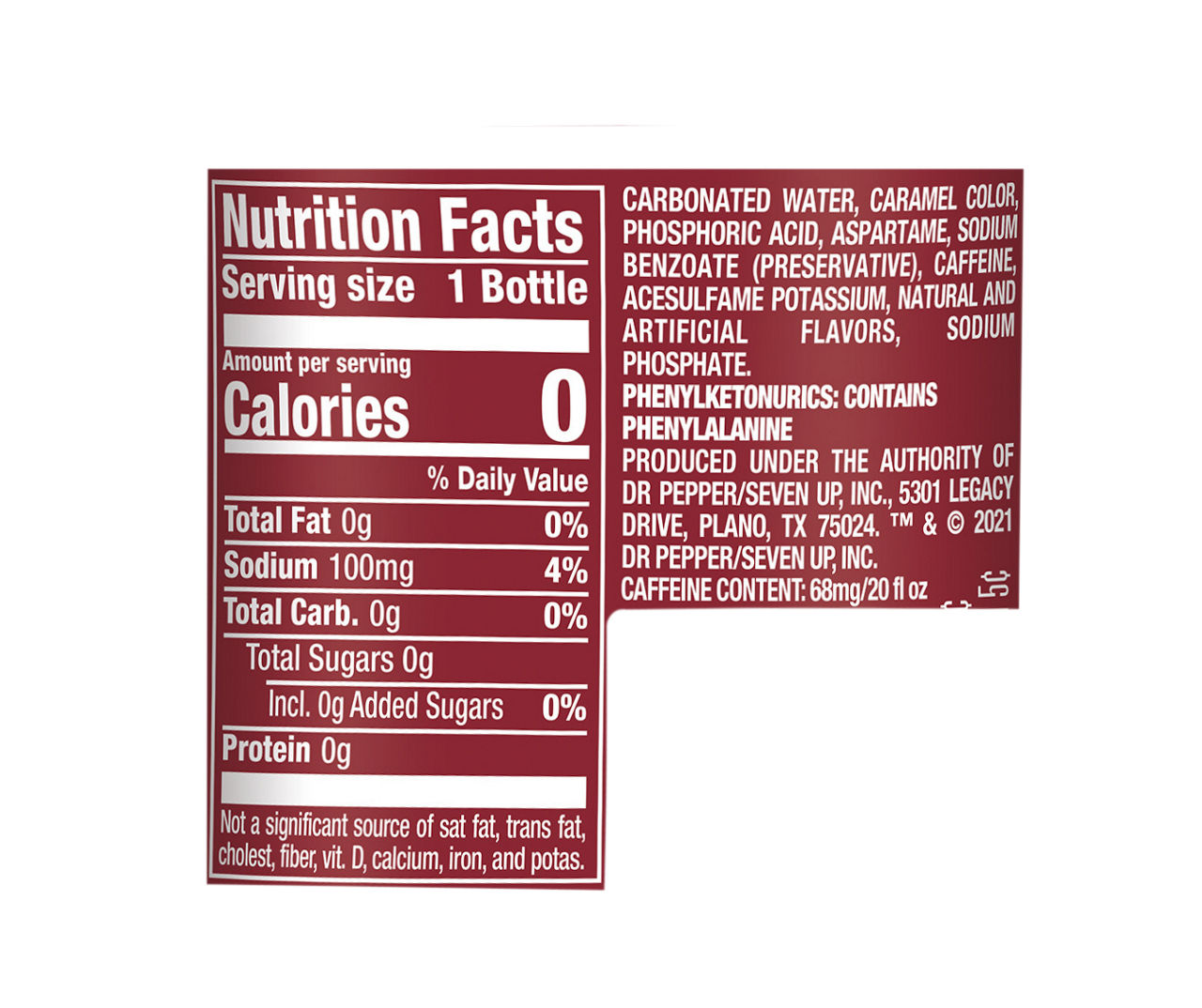 Dr Pepper - Nutrition Facts & Ingredients