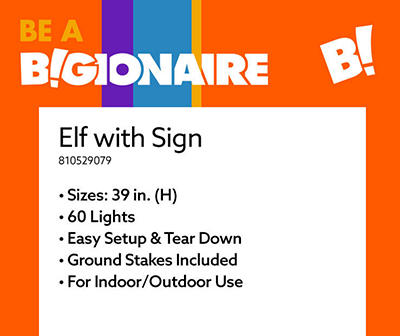 39" Light-Up Elf & Sign