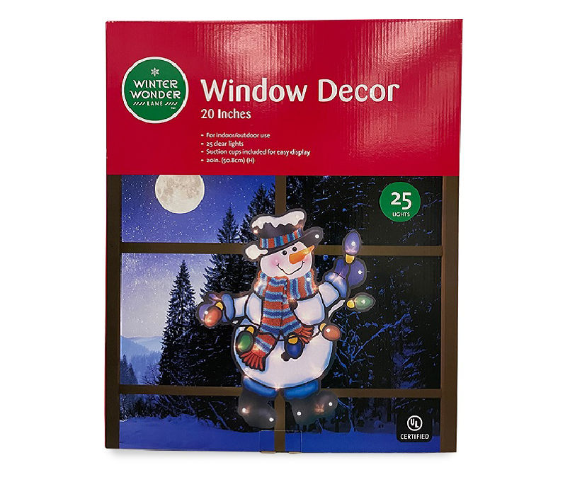 20" Light-Up Snowman Window Decor