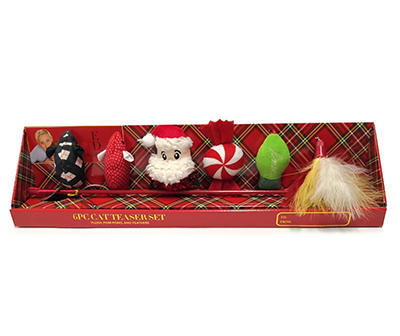 Red 6-Piece Holiday Cat Teaser Gift Set