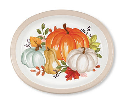 Harvest Pumpkins Paper Oval Plates, 8-Count