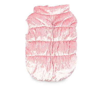 Pet Pink Puffy Shirred Velour Pull-On Jacket