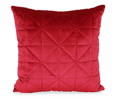 Red Quilted Velvet Throw Pillow