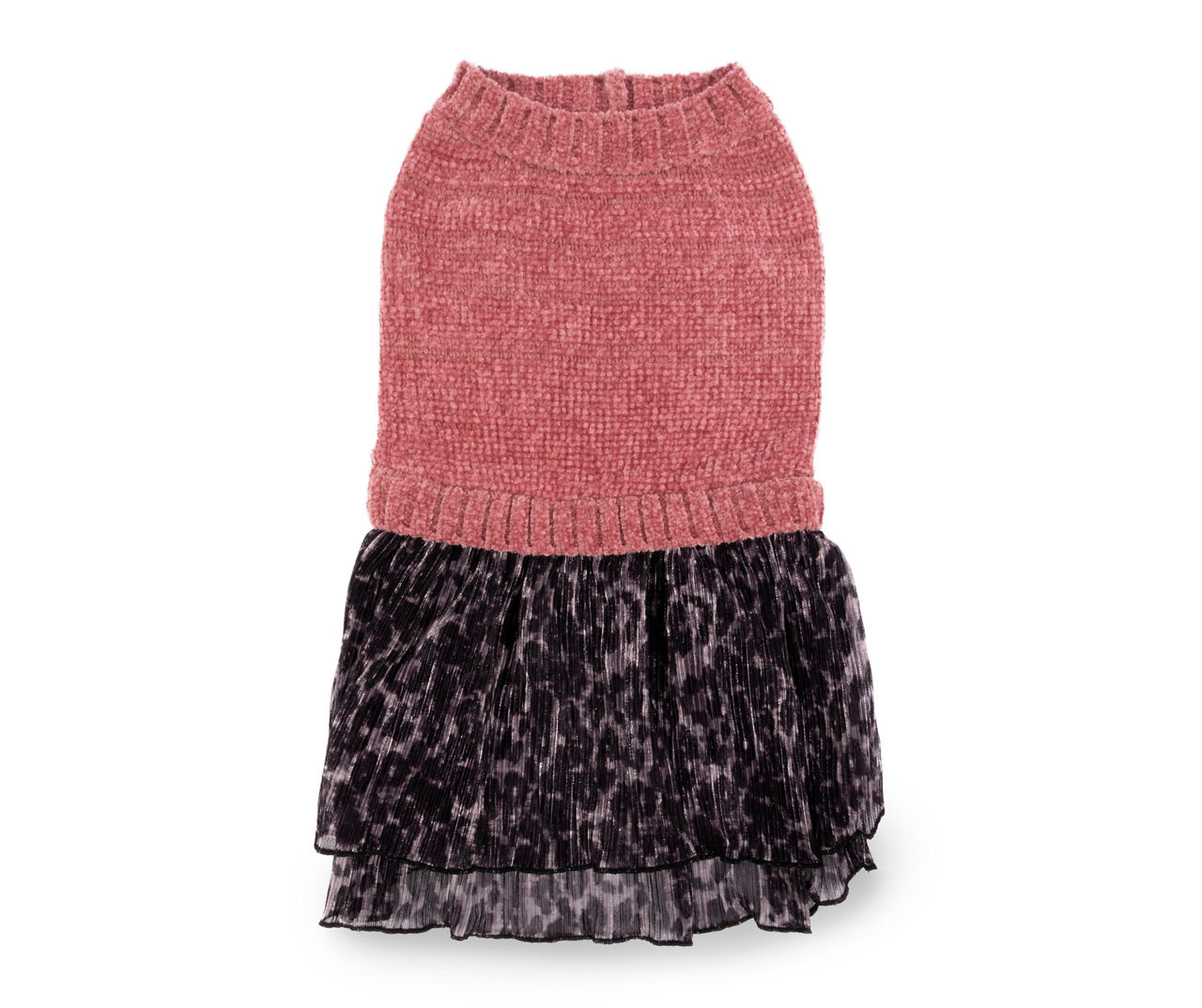Pet Small Pink & Black Leopard Tutu Sweater Dress