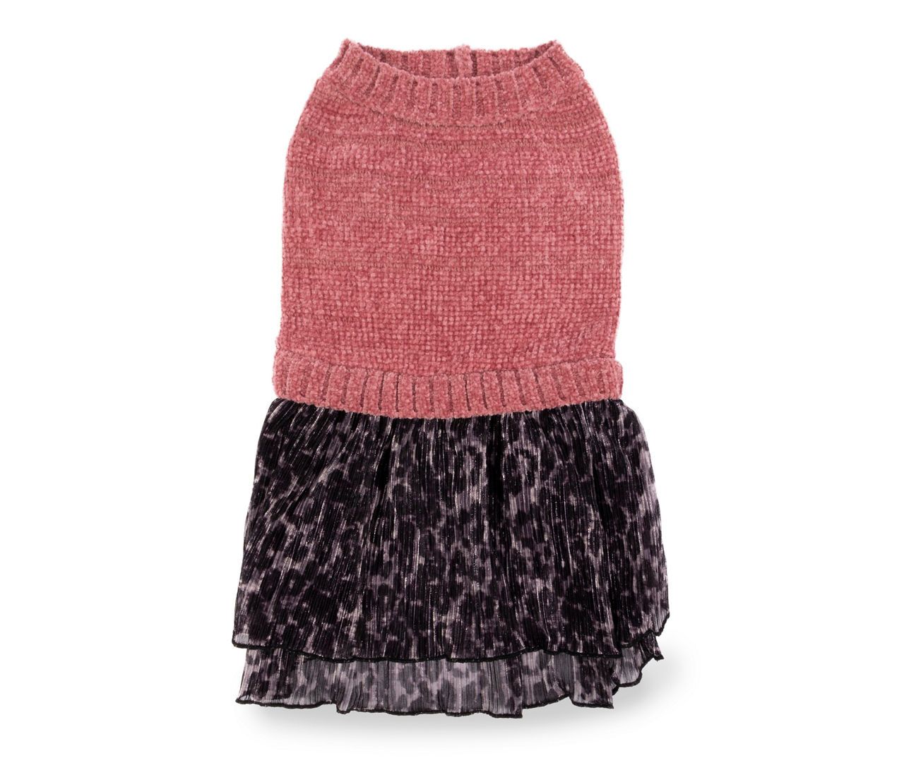 Pet X-Large Pink & Black Leopard Tutu Sweater Dress
