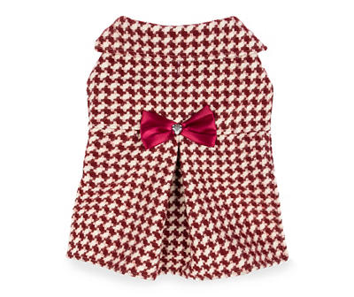 Pet Red & White Houndstooth Collared Jacket