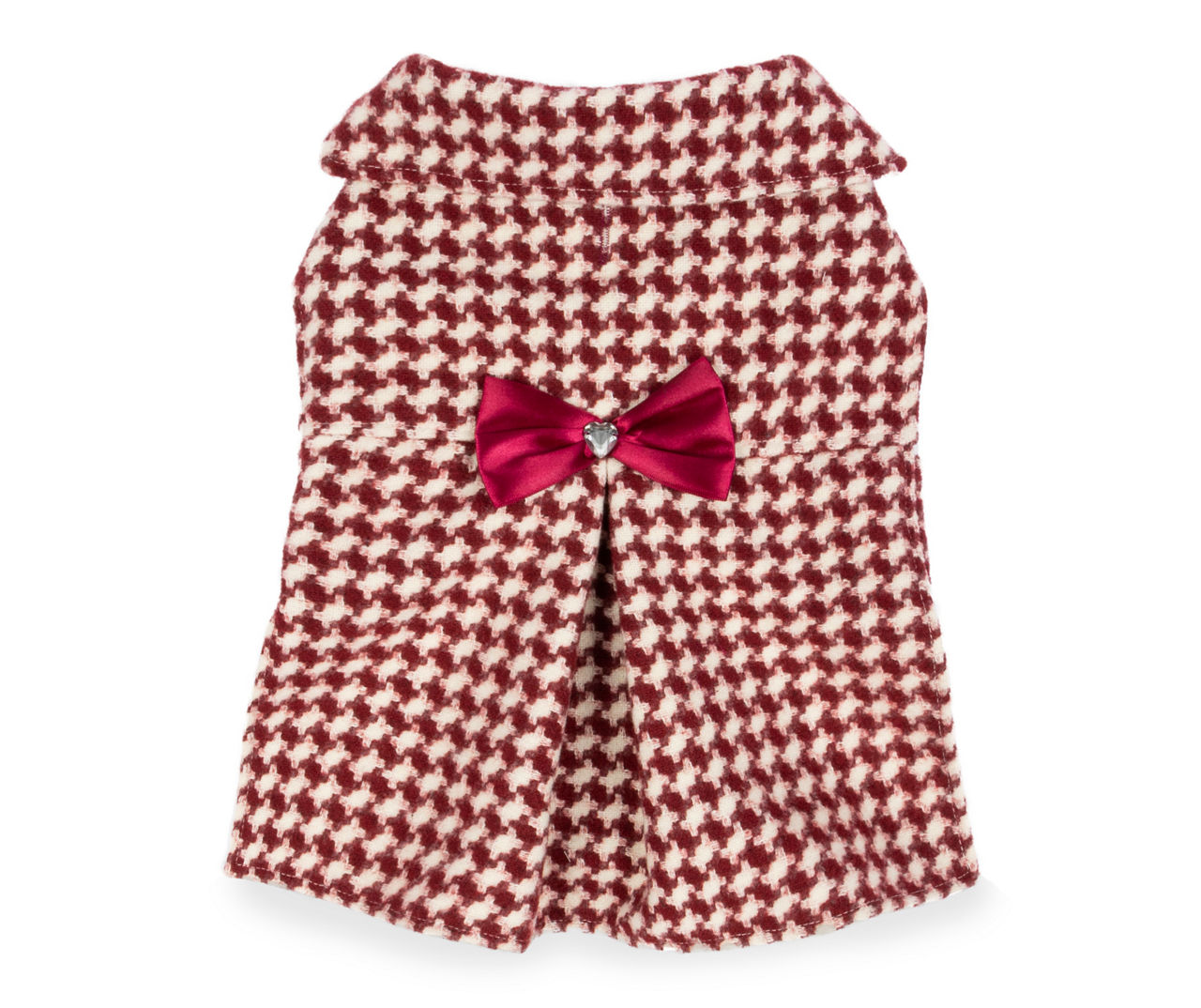 Pet Small Red & White Houndstooth Collared Jacket
