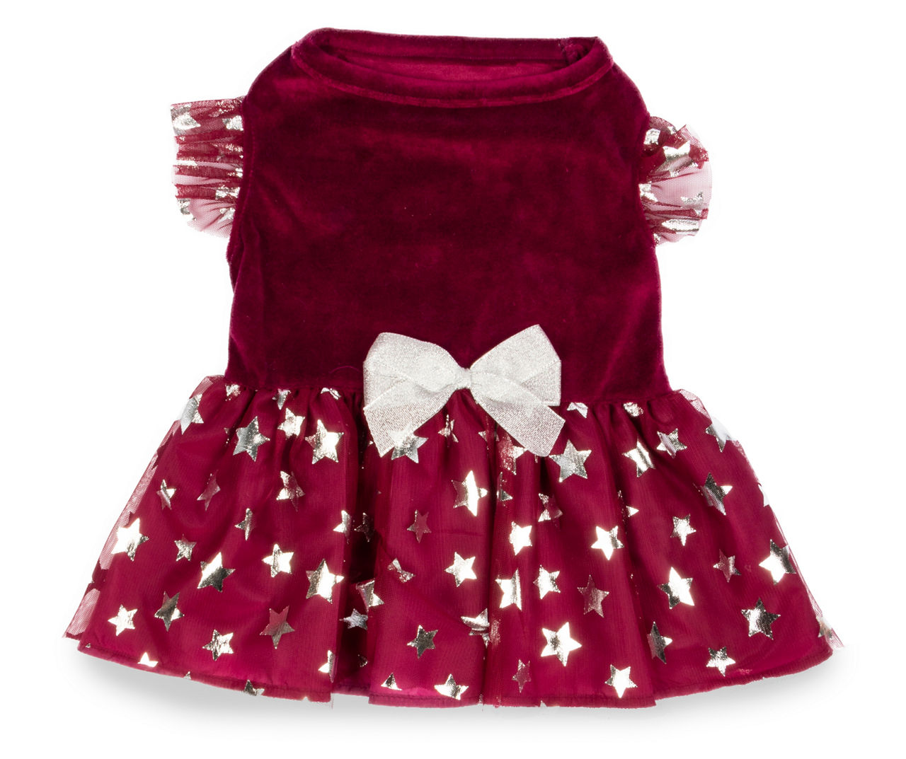 Pet Medium Red Star Print Ruffle Dress
