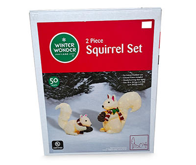 Squirrels & Scarves 2-Piece Light-Up Decor Set