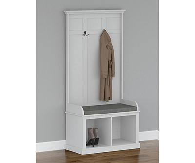 Villa Park White 2-Hook Hall Tree with Cushioned Bench