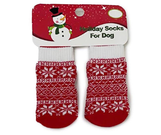 Pet Small Red & White Fair Isle Holiday Socks