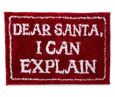 "Dear Santa I Can Explain" Red Bath Rug