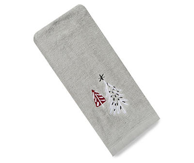 Winter Wonder Lane Gray Holiday Tree Hand Towel