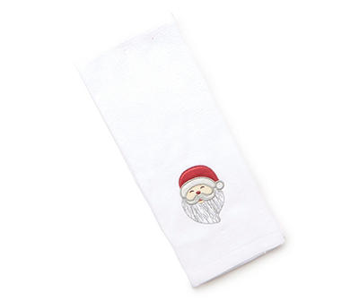 White Embroidered Santa Hand Towel