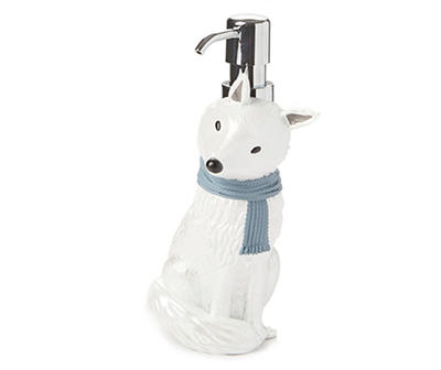 White Arctic Fox With Scarf Lotion Pump