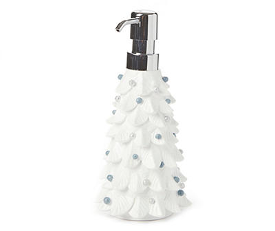 White Glitter-Accent Holiday Tree Lotion Pump