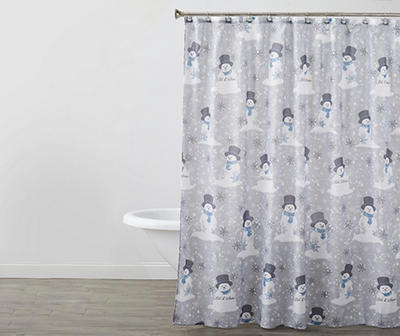 Gray & White Snowman Shower Curtain Set
