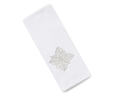 White & Silver Poinsettia Hand Towel
