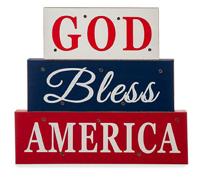 "God Bless America" Block LED Tabletop Decor