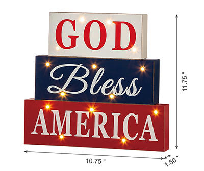 "God Bless America" Block LED Tabletop Decor