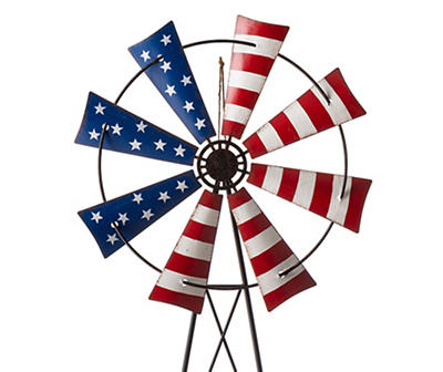 41.5" Stars & Stripes Spinning Windmill Yard Stake
