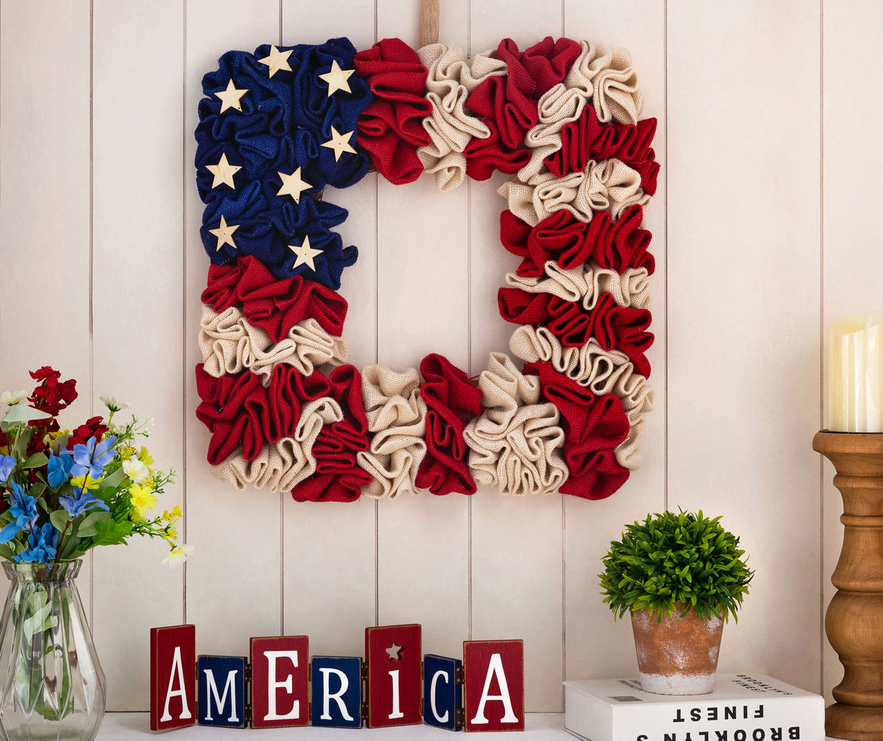 Americana Square Fabric Wreath