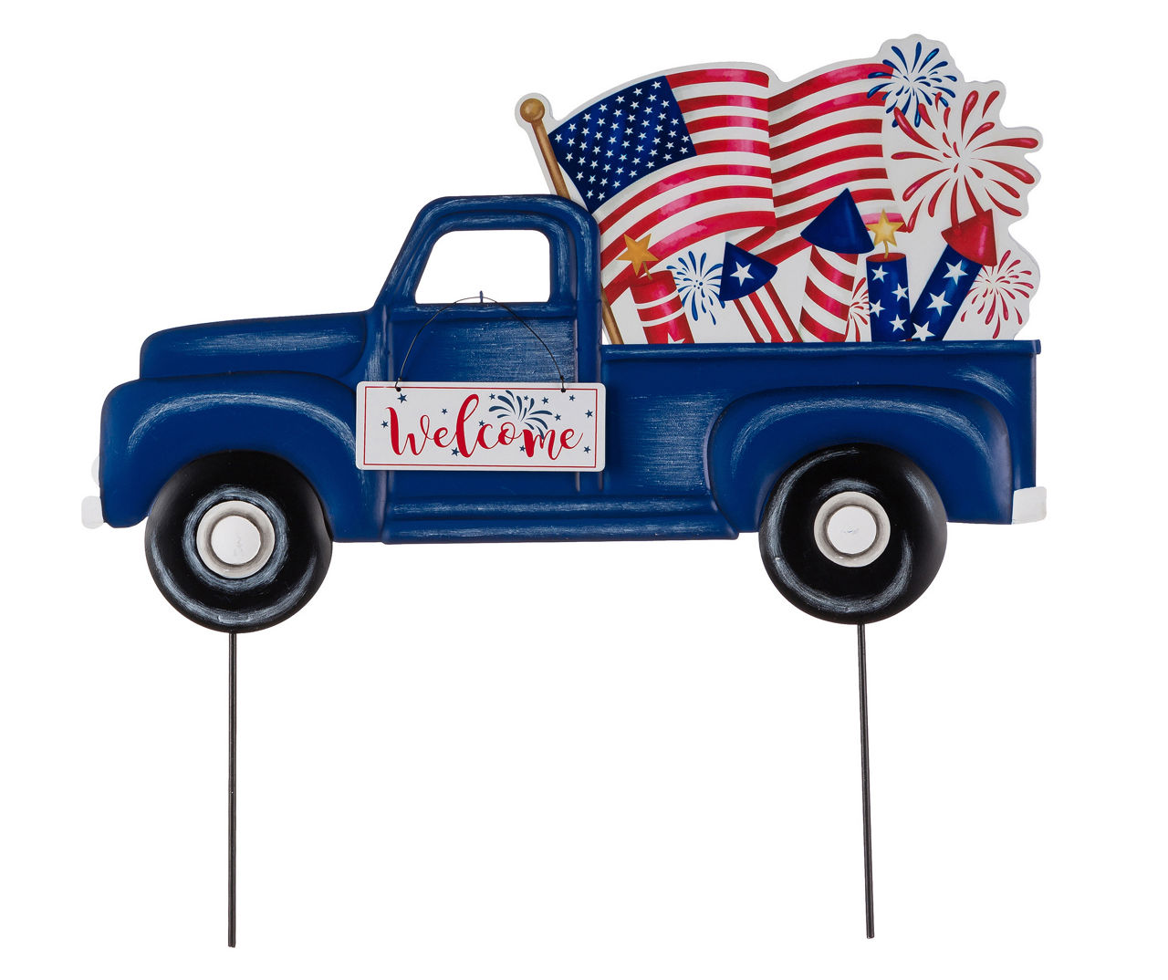 Blue Patriotic Pickup Truck Yard Stake