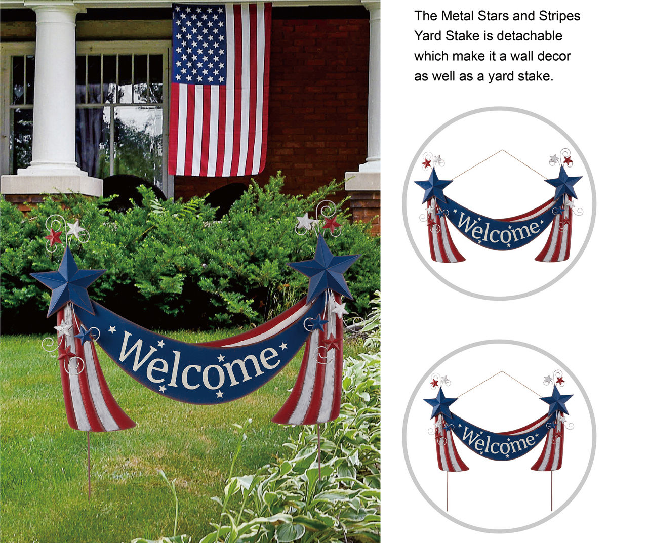 "Welcome" Stars & Stipes Yard Stake