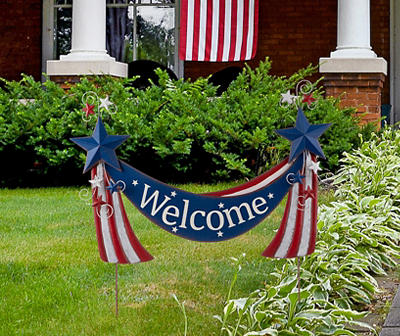 "Welcome" Stars & Stipes Yard Stake