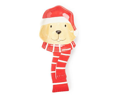 Tan & Red Holiday Dog Spoon Rest