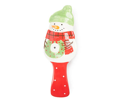 Red & Green Holiday Snowman Spoon Rest