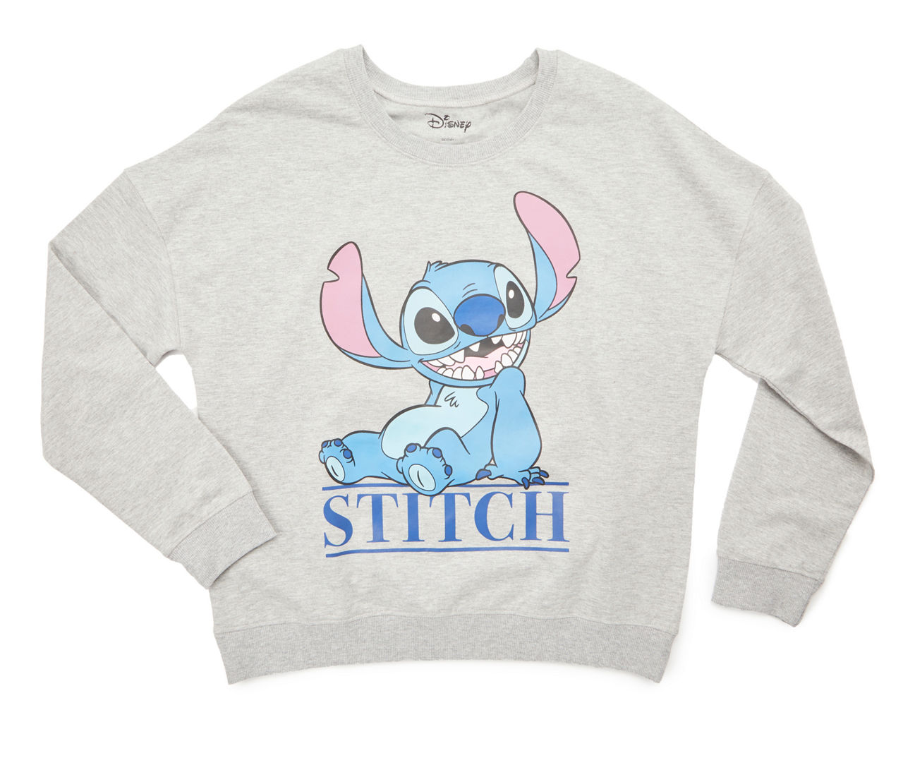 Women's Size S "Stitch" Heather Gray Lilo & Stitch Long-Sleeve Fleece Sweatshirt