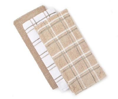 Tan Plaid 3-Piece Kitchen Towel Set