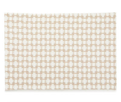 Tan & White Cross Woven Cotton Placemat