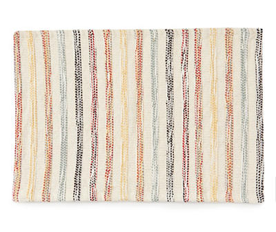 Beige & Multicolor Stitched Stripe Place Mat