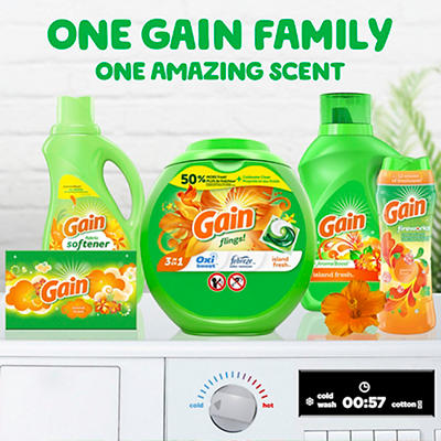 Gain flings! Laundry Detergent Soap Pacs, HE Compatible, 60 ct, Long Lasting Scent, Island Fresh