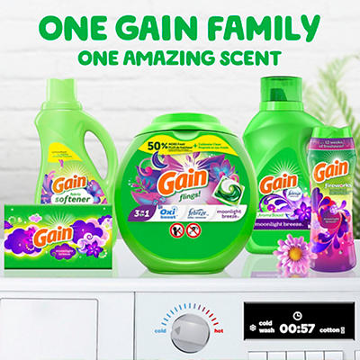 Gain flings Laundry Detergent Soap Pacs, HE Compatible, 60 ct, Long Lasting Scent, Moonlight Breeze