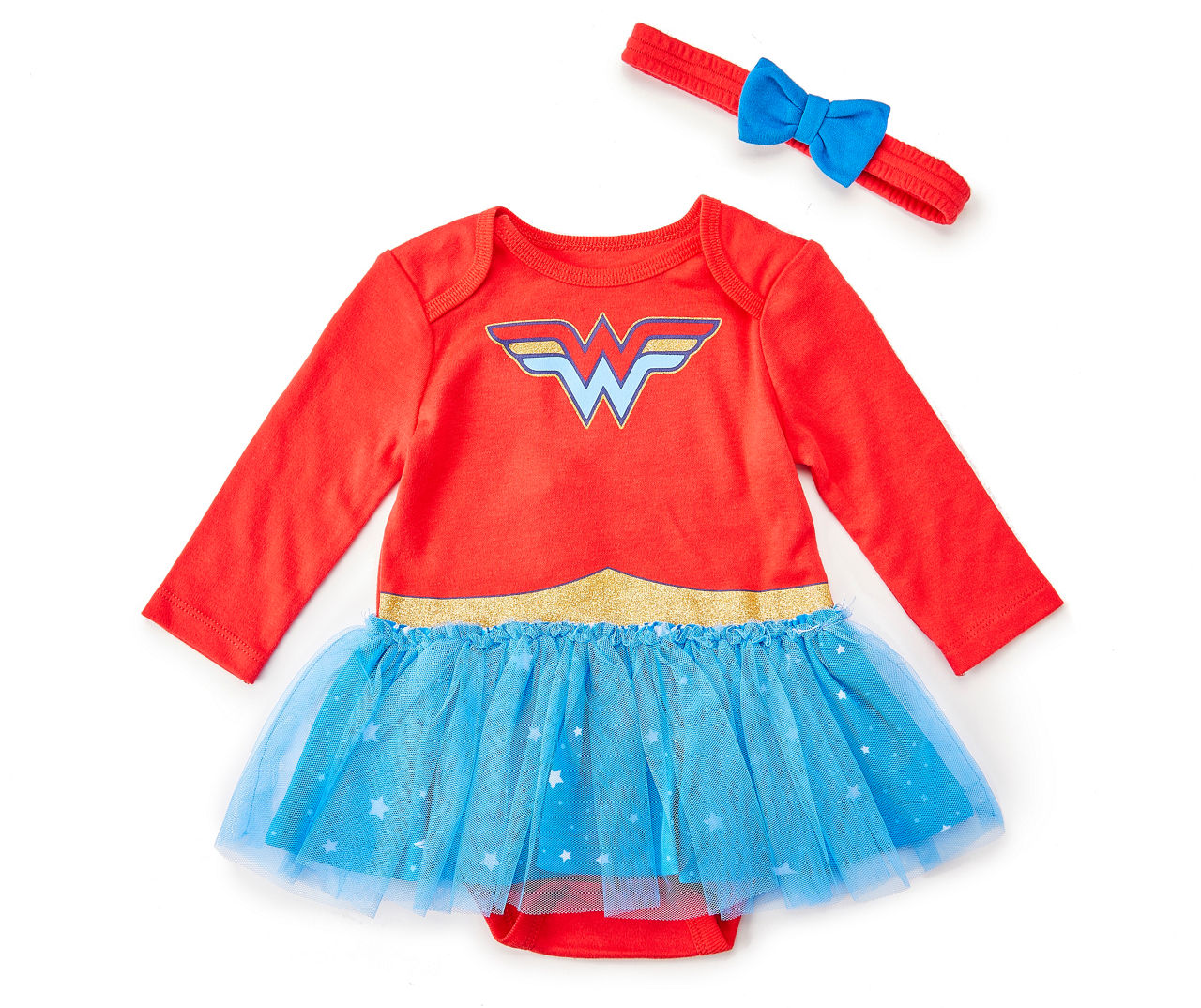 Baby Size 6/9M Red Wonder Woman Skirted Bodysuit & Bow Headband