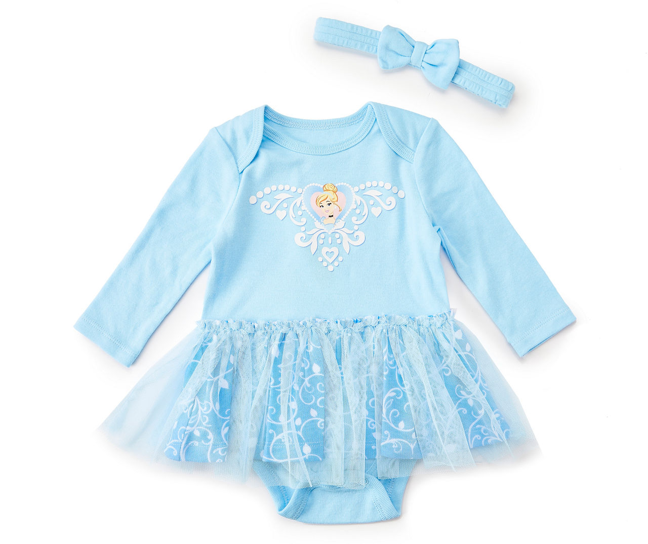 Baby Size 12M Blue Princess Cinderella Skirted Bodysuit & Headband Set