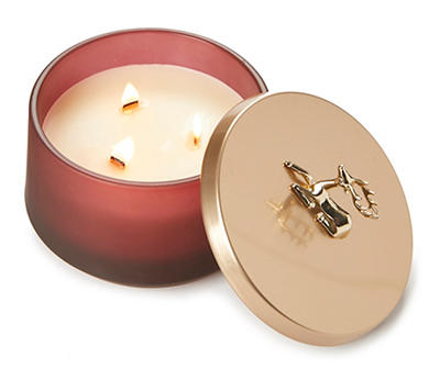 Red & White Cinnamon Bayberry 3-Wick Golden Deer Jar Candle, 14 Oz.