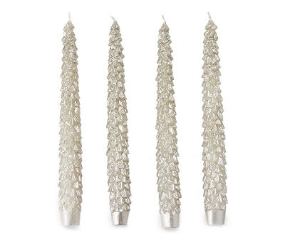 Broyhill Silver Decorative Pine Tree Taper Candles, 4-Pack